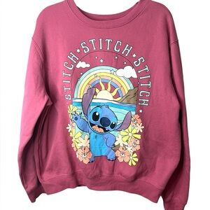 Disney Stitch Long Sleeve Sweatshirt Mauve Pink Trending SZ XXL  EUC